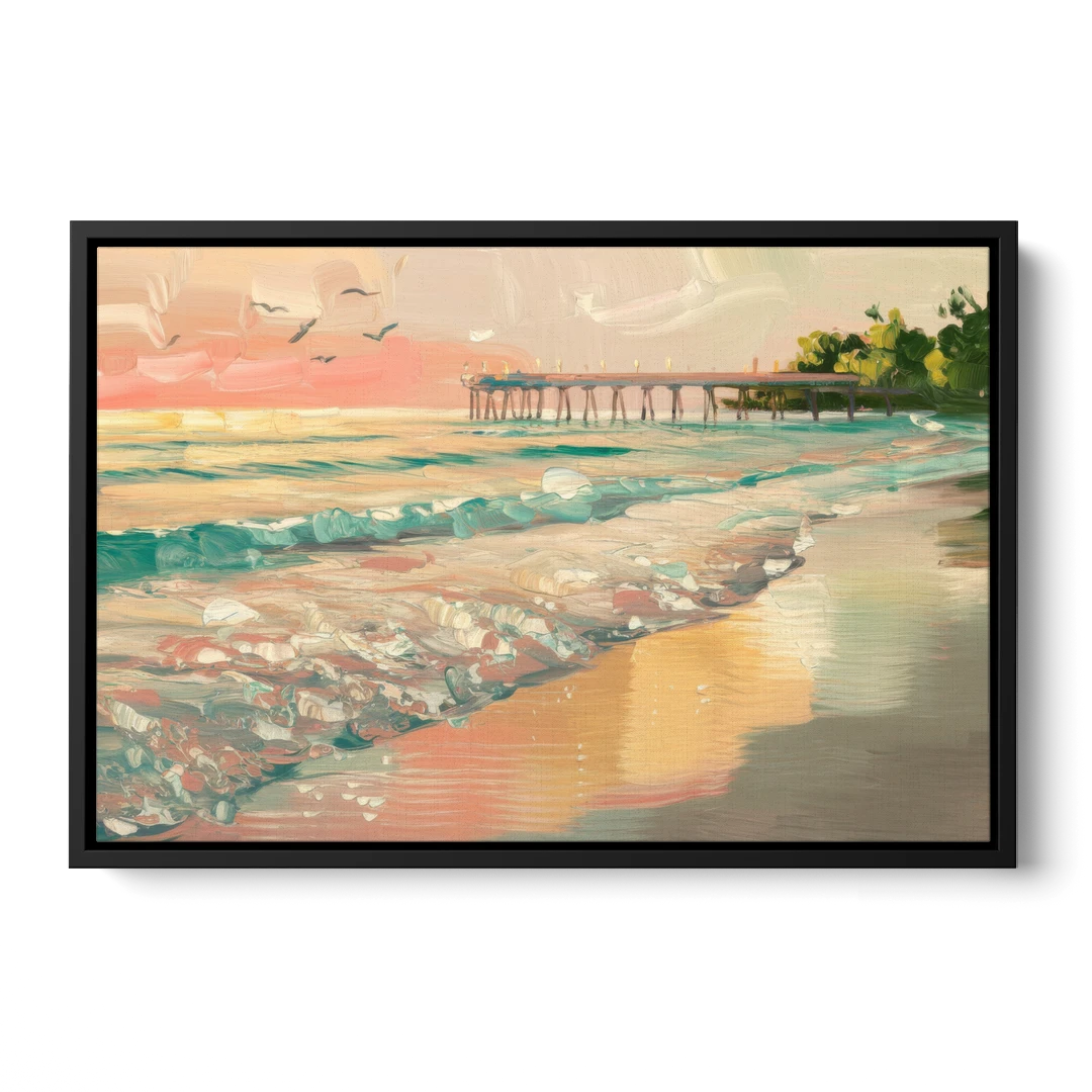 Naples Gulf Shore Serenity - Black Framed Canvas Wall Art - Front