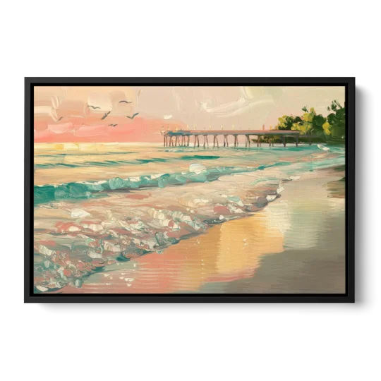 Naples Gulf Shore Serenity - Black Framed Canvas Wall Art - Front