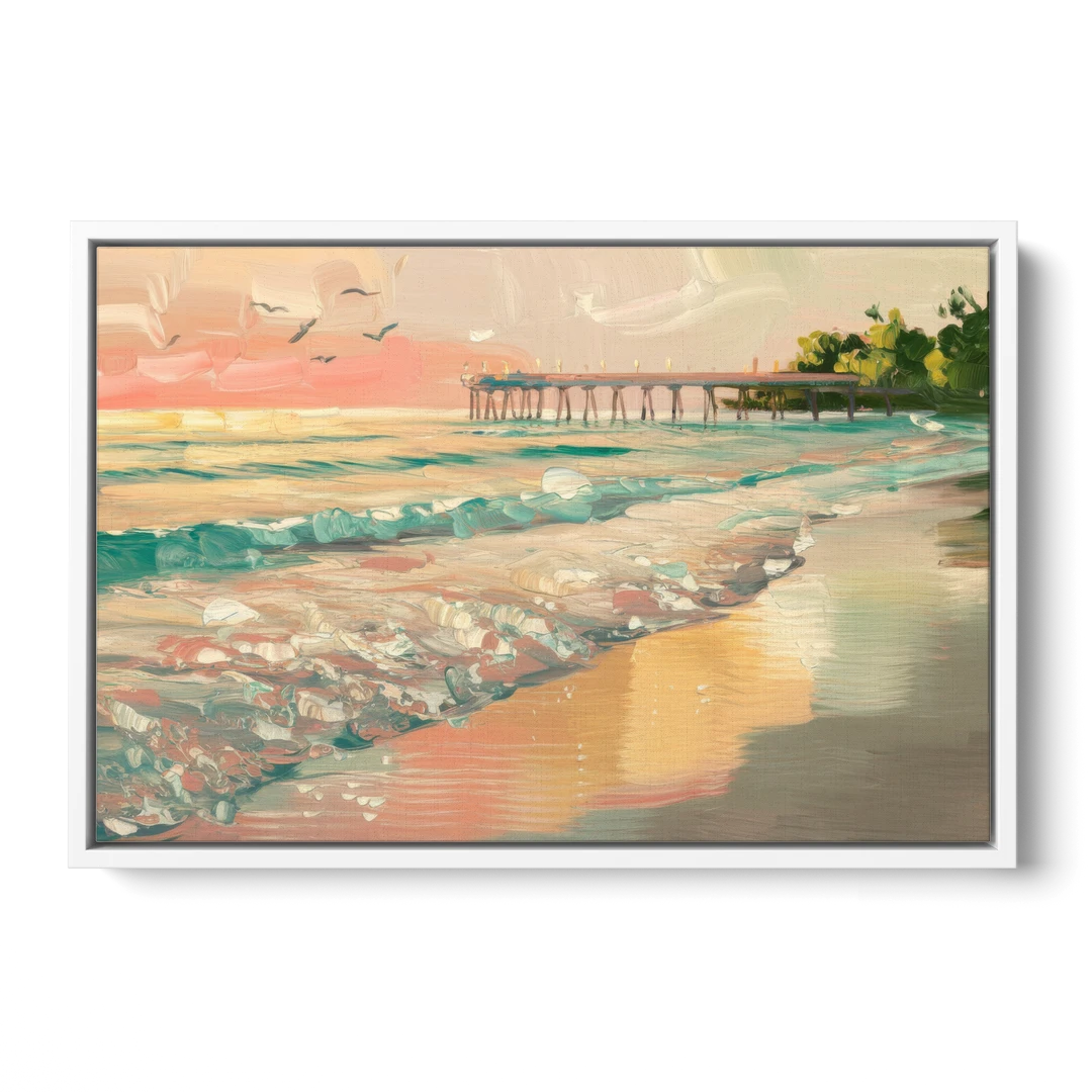 Naples Gulf Shore Serenity - White Framed Canvas Wall Art - Front