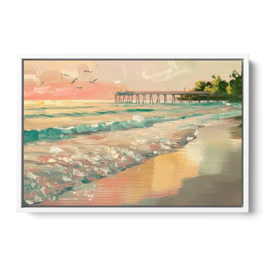 Naples Gulf Shore Serenity - White Framed Canvas Wall Art - Front