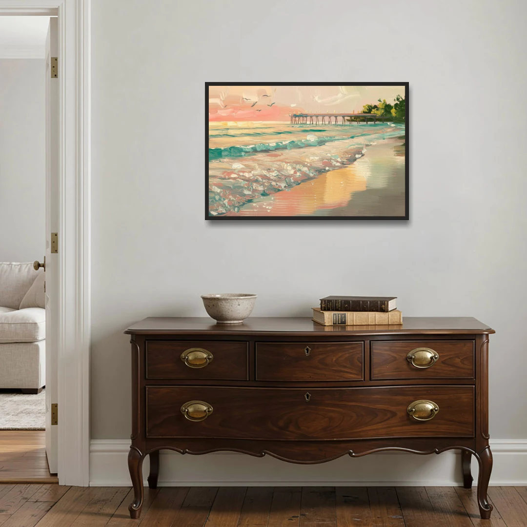 Naples Gulf Shore Serenity - Black Framed Canvas Wall Art - Coffee Table - 36x24