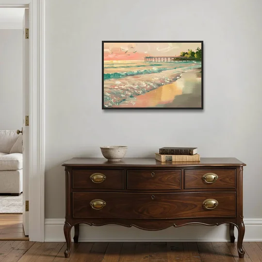 Naples Gulf Shore Serenity - Black Framed Canvas Wall Art - Coffee Table - 36x24