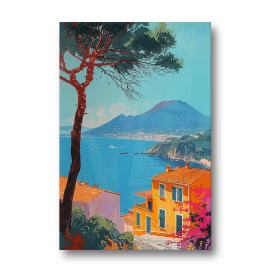Naples Painting with a Stone Pine - Canvas Wall Art - Front