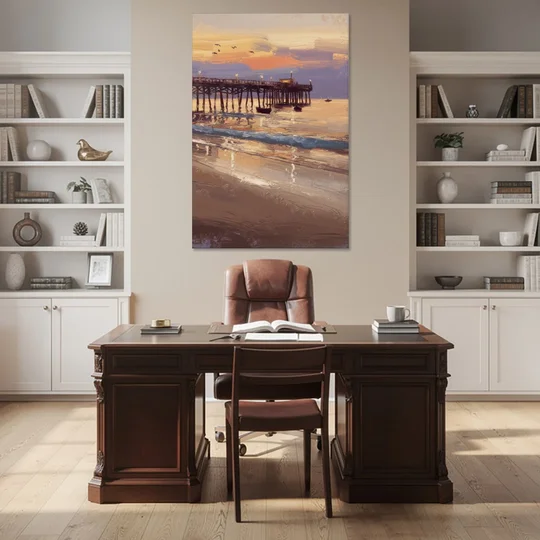 Naples Pier at Twilight - Canvas Wall Art - Office - 40x60