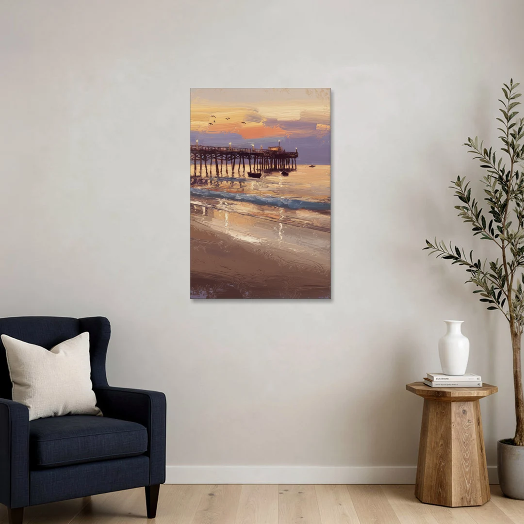 Naples Pier at Twilight - Canvas Wall Art - Sofa - 24x36
