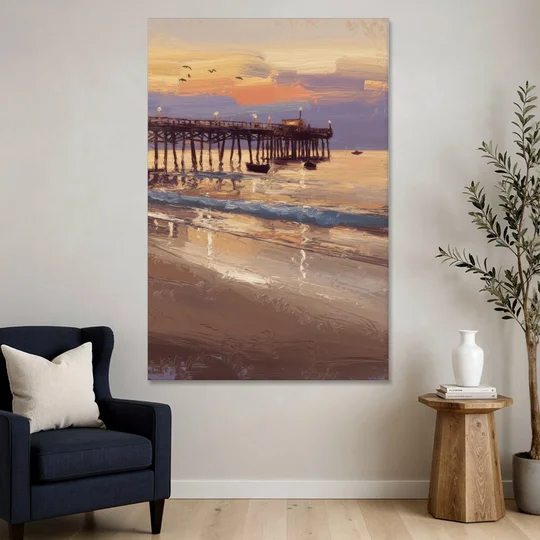 Naples Pier at Twilight - Canvas Wall Art - Sofa - 40x60