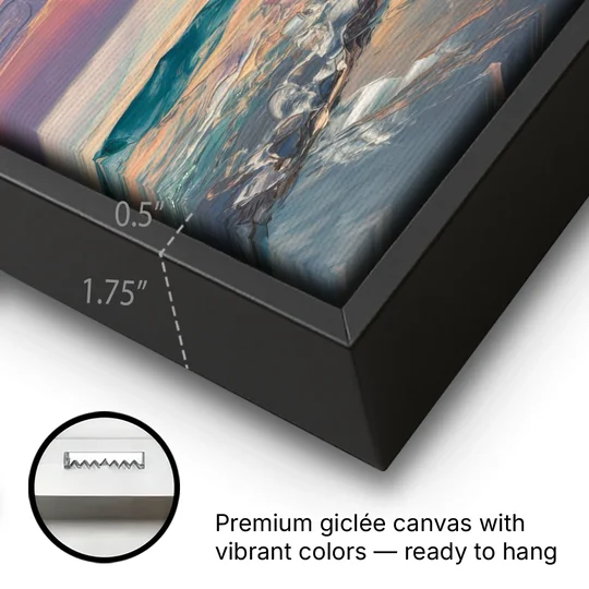 Naples Sunset Over The Gulf - Black Framed Canvas Wall Art - Gallery Wrap Corner
