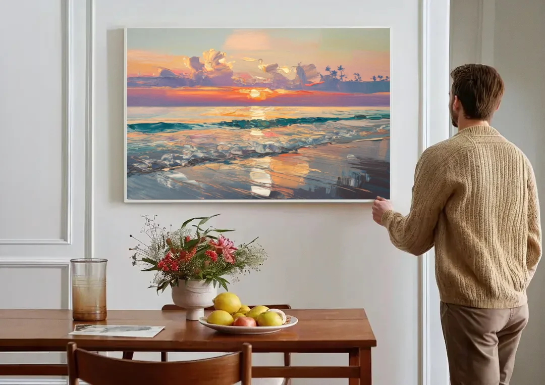Naples Sunset Over The Gulf canvas wall art above a dining table