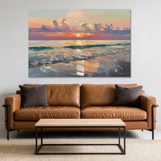 Naples Sunset Over The Gulf - Canvas Wall Art - Sofa - 60x40