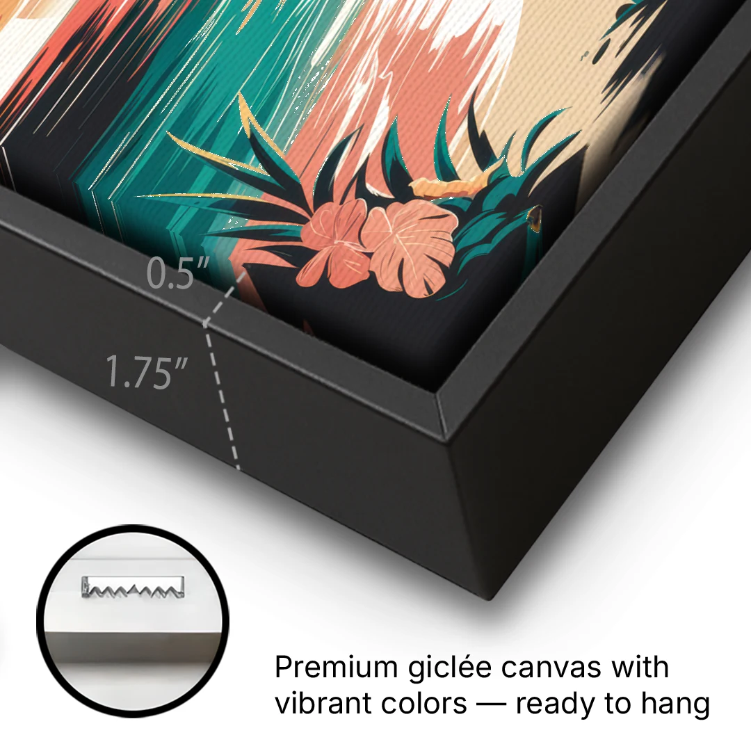 Naples Tropical Paradise - Black Framed Canvas Wall Art - Gallery Wrap Corner