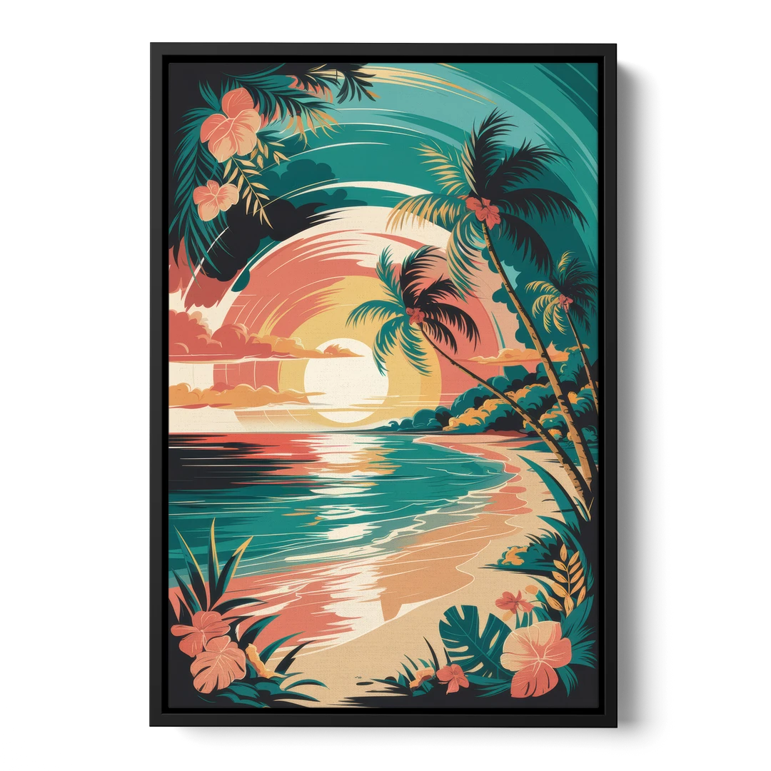 Naples Tropical Paradise - Black Framed Canvas Wall Art - Front