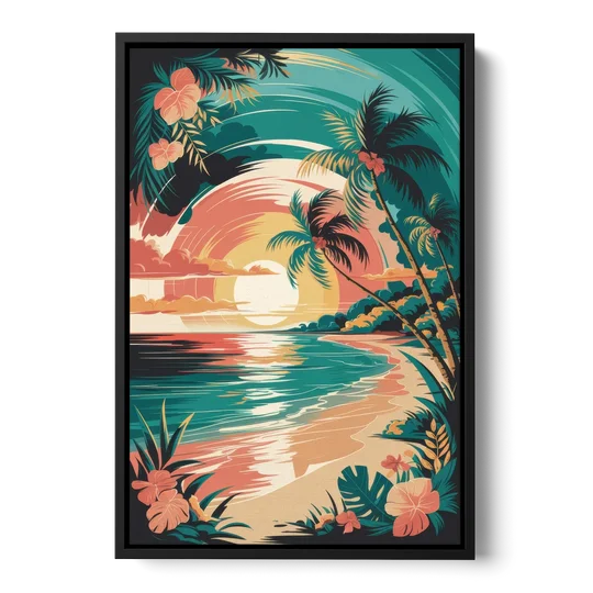 Naples Tropical Paradise - Black Framed Canvas Wall Art - Front