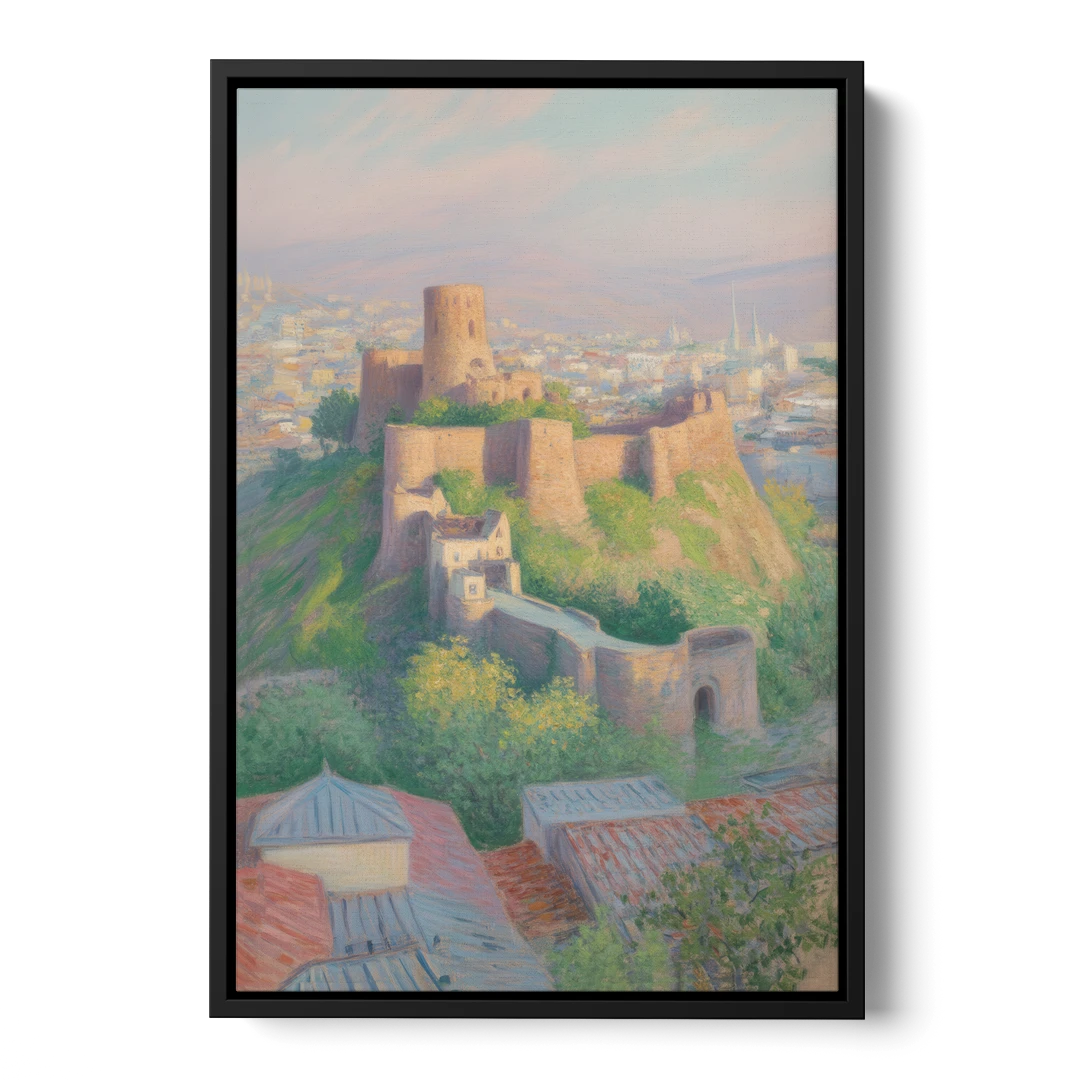 Narikala Fortress - Black Framed Canvas Wall Art - Front