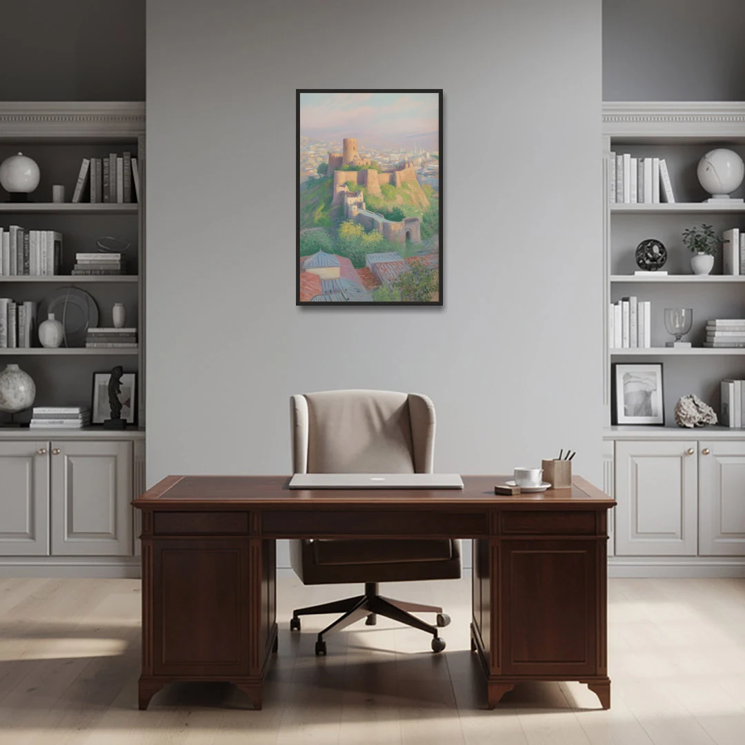 Narikala Fortress - Black Framed Canvas Wall Art - Office - 24x36