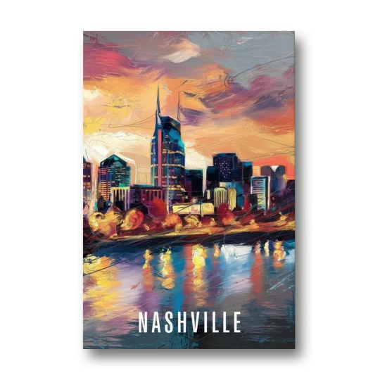 Nashville Artistic Skyline - Canvas Wall Art - Front