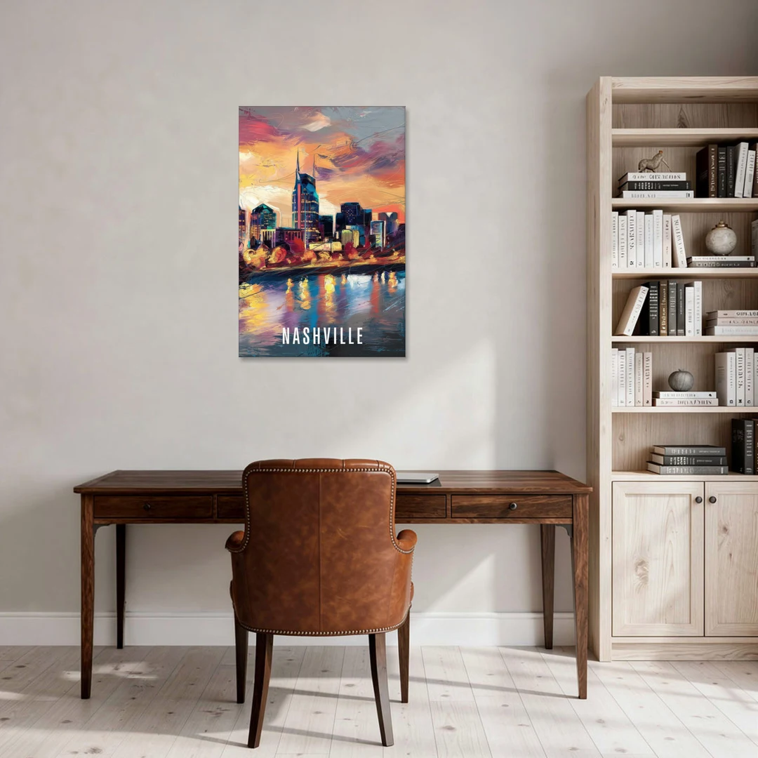 Nashville Artistic Skyline - Canvas Wall Art - Office - 24x36