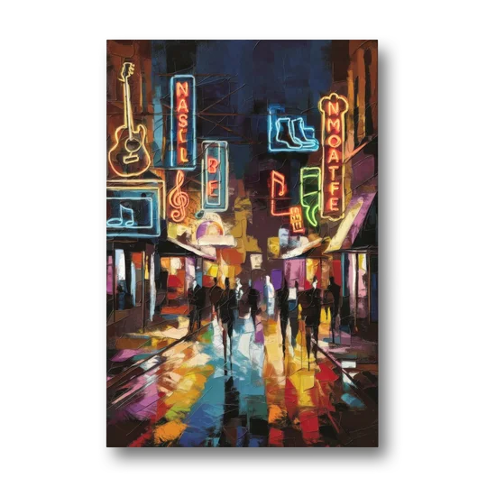 Nashville Broadway Nightlife - Canvas Wall Art - Front