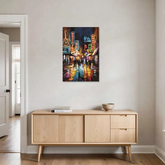 Nashville Broadway Nightlife - Canvas Wall Art - Coffee Table - 24x36