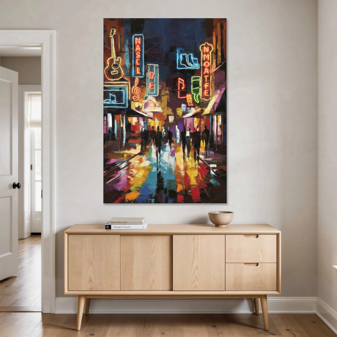 Nashville Broadway Nightlife - Canvas Wall Art - Coffee Table - 40x60