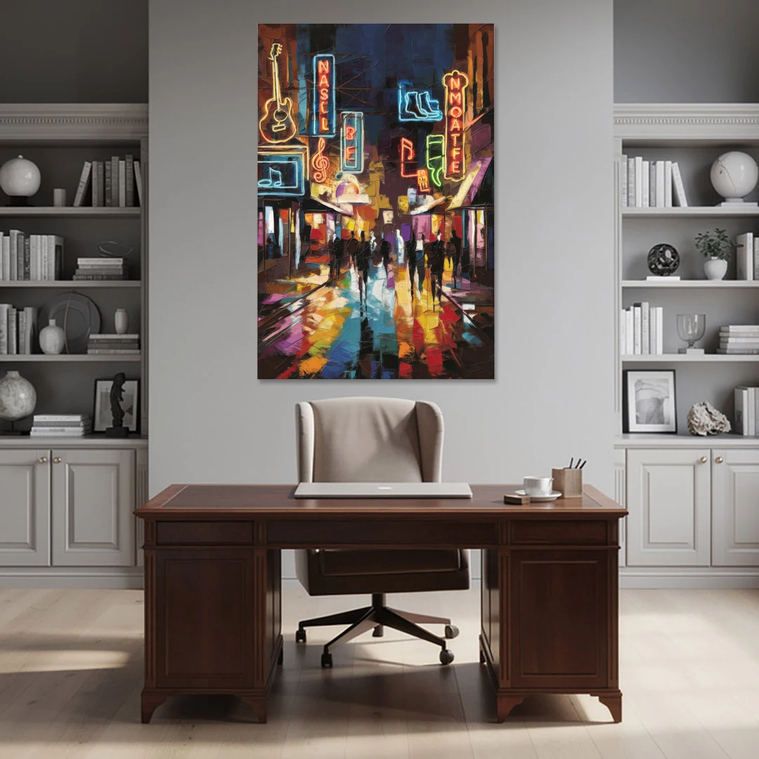 Nashville Broadway Nightlife - Canvas Wall Art - Office - 40x60