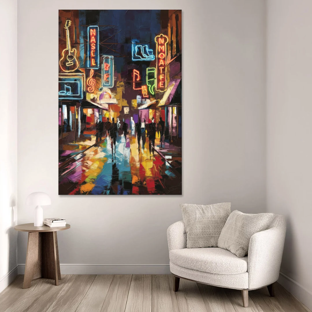 Nashville Broadway Nightlife - Canvas Wall Art - Sofa - 40x60
