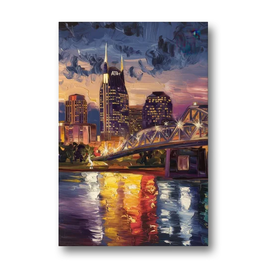 Nashville Cumberland River Views - Canvas Wall Art - Front