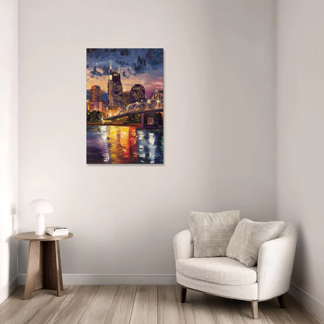 Nashville Cumberland River Views - Canvas Wall Art - Sofa - 24x36