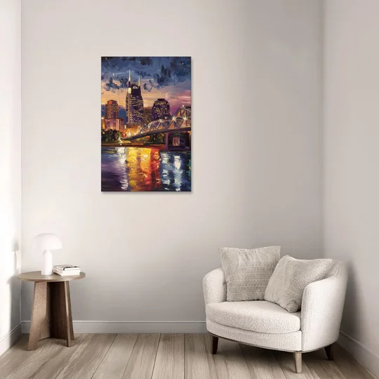 Nashville Cumberland River Views - Canvas Wall Art - Sofa - 24x36