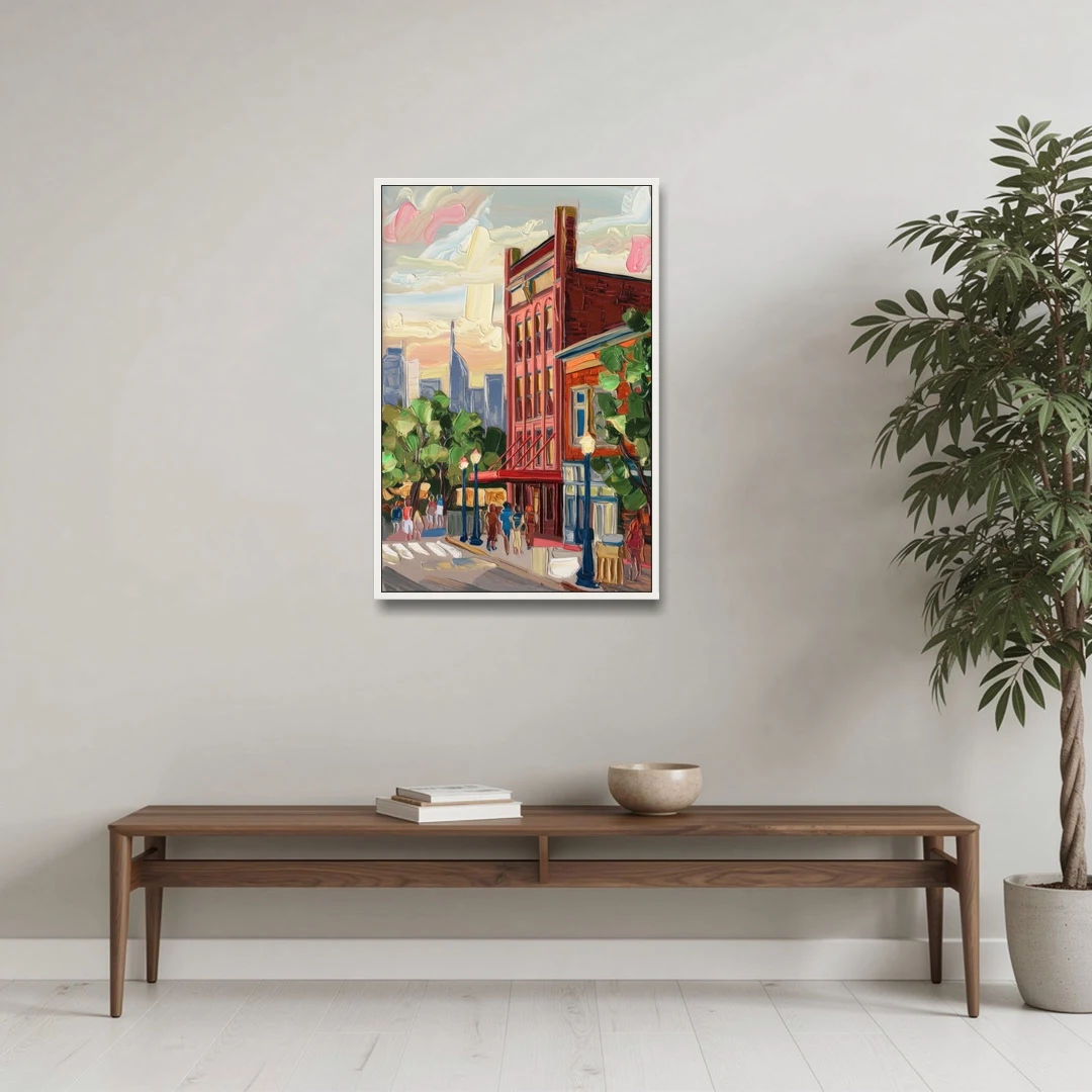 Nashville Grand Ole Opry - White Framed Canvas Wall Art - Coffee Table - 24x36