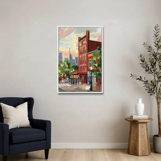 Nashville Grand Ole Opry - White Framed Canvas Wall Art - Sofa - 24x36