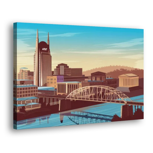 Nashville Historic Landmarks - Canvas Wall Art - Side