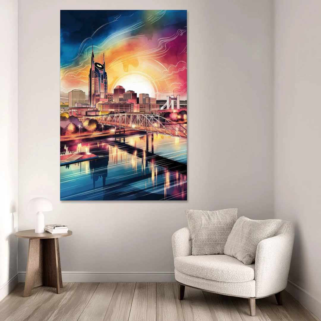 Nashville Iconic Locations - Canvas Wall Art - Sofa - 40x60