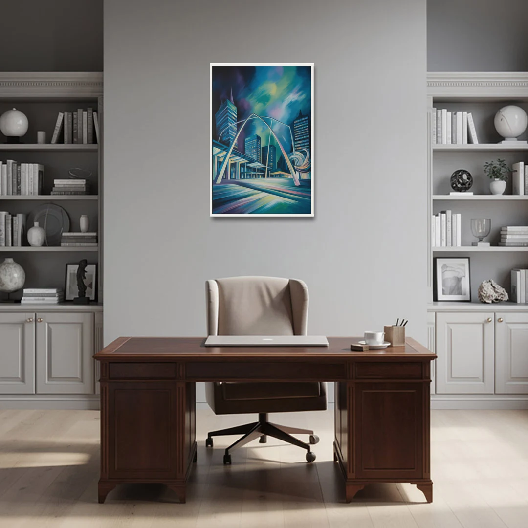 Nathan Phillips Square Night Lights - White Framed Canvas Wall Art - Office - 24x36