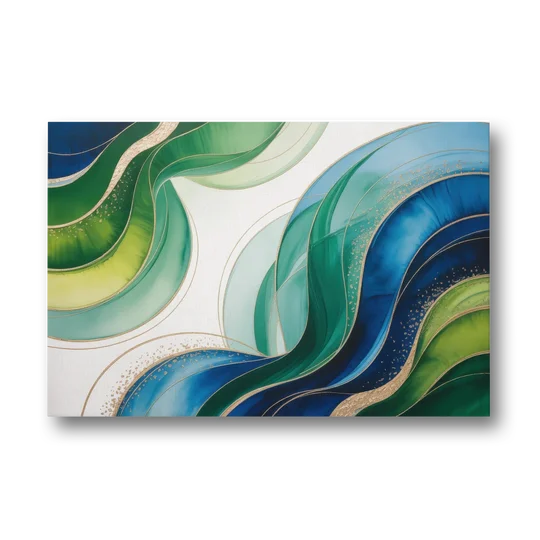 Natures Fluid Symphony Blue and Green Abstract - Canvas Wall Art - Front