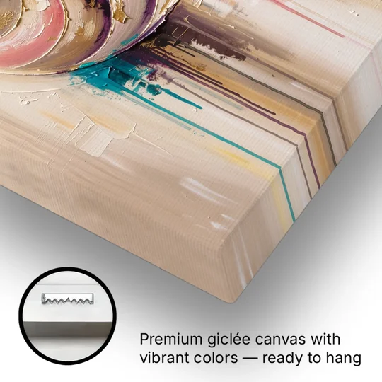 Nautilus Spiral in Blush and Gold - Canvas Wall Art - Gallery Wrap Corner