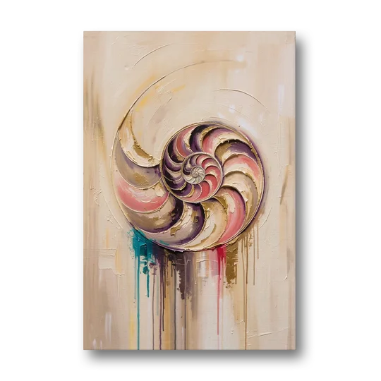 Nautilus Spiral in Blush and Gold - Canvas Wall Art - Front