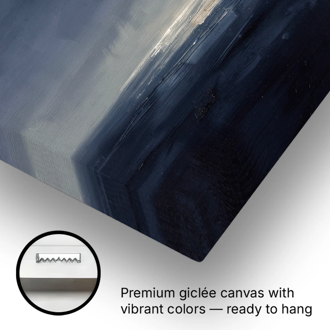 Navy Blue Abstract Wall Art with Last Light - Canvas Wall Art - Gallery Wrap Corner