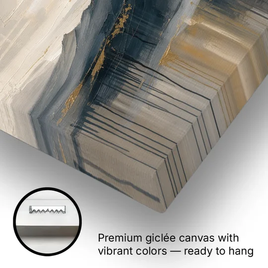 Navy Gold Abstract Painting of a Mountain Summit - Canvas Wall Art - Gallery Wrap Corner