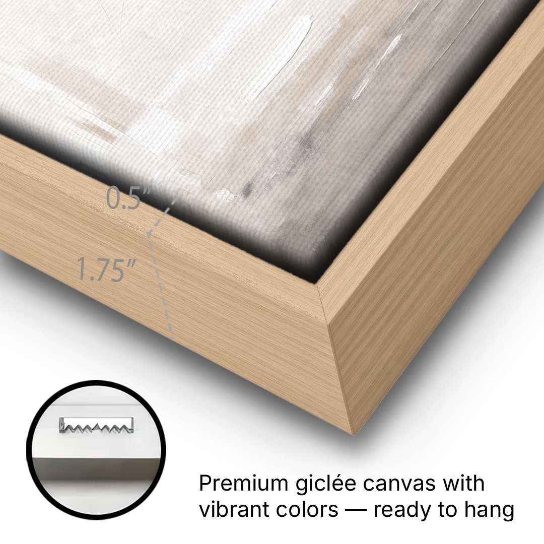 Negative Space Art with a High Clay Sun - Oak Framed Canvas Wall Art - Gallery Wrap Corner