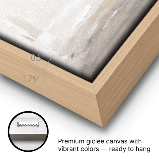 Negative Space Art with a High Clay Sun - Oak Framed Canvas Wall Art - Gallery Wrap Corner