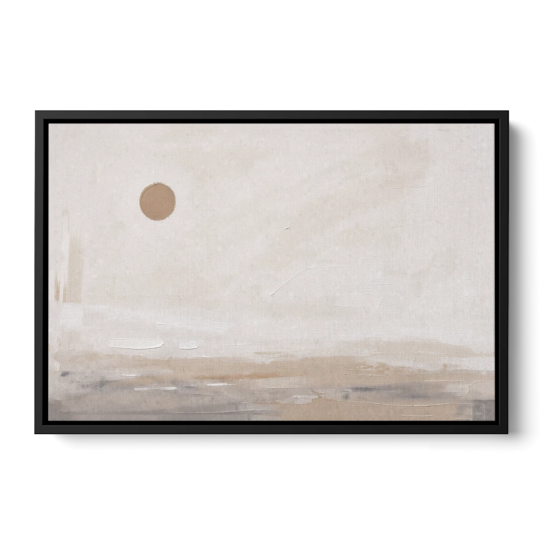 Negative Space Art with a High Clay Sun - Black Framed Canvas Wall Art - Front