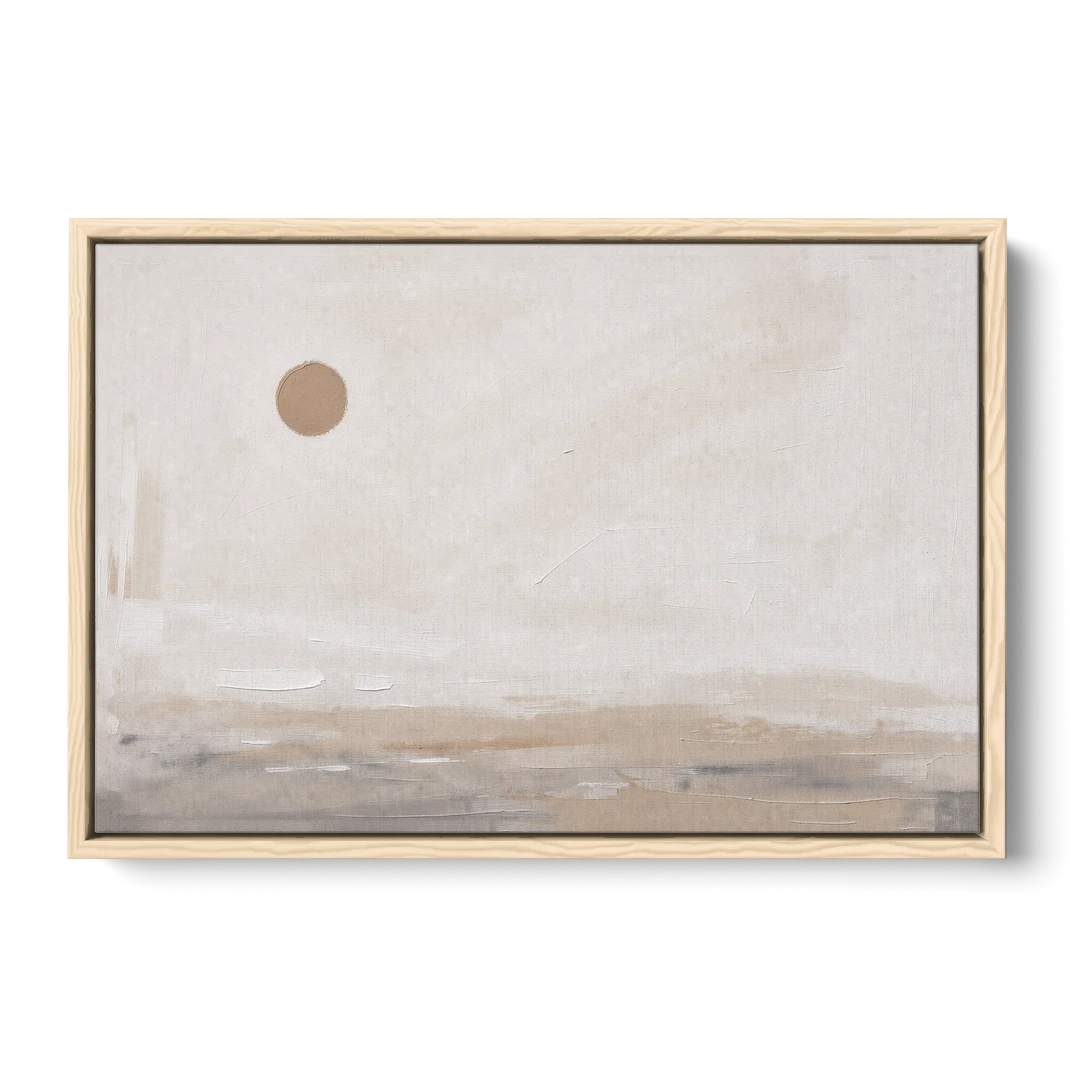 Negative Space Art with a High Clay Sun - Oak Framed Canvas Wall Art - Front