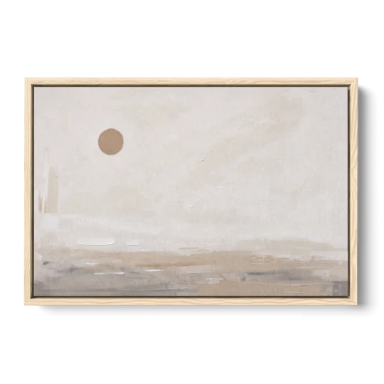 Negative Space Art with a High Clay Sun - Oak Framed Canvas Wall Art - Front
