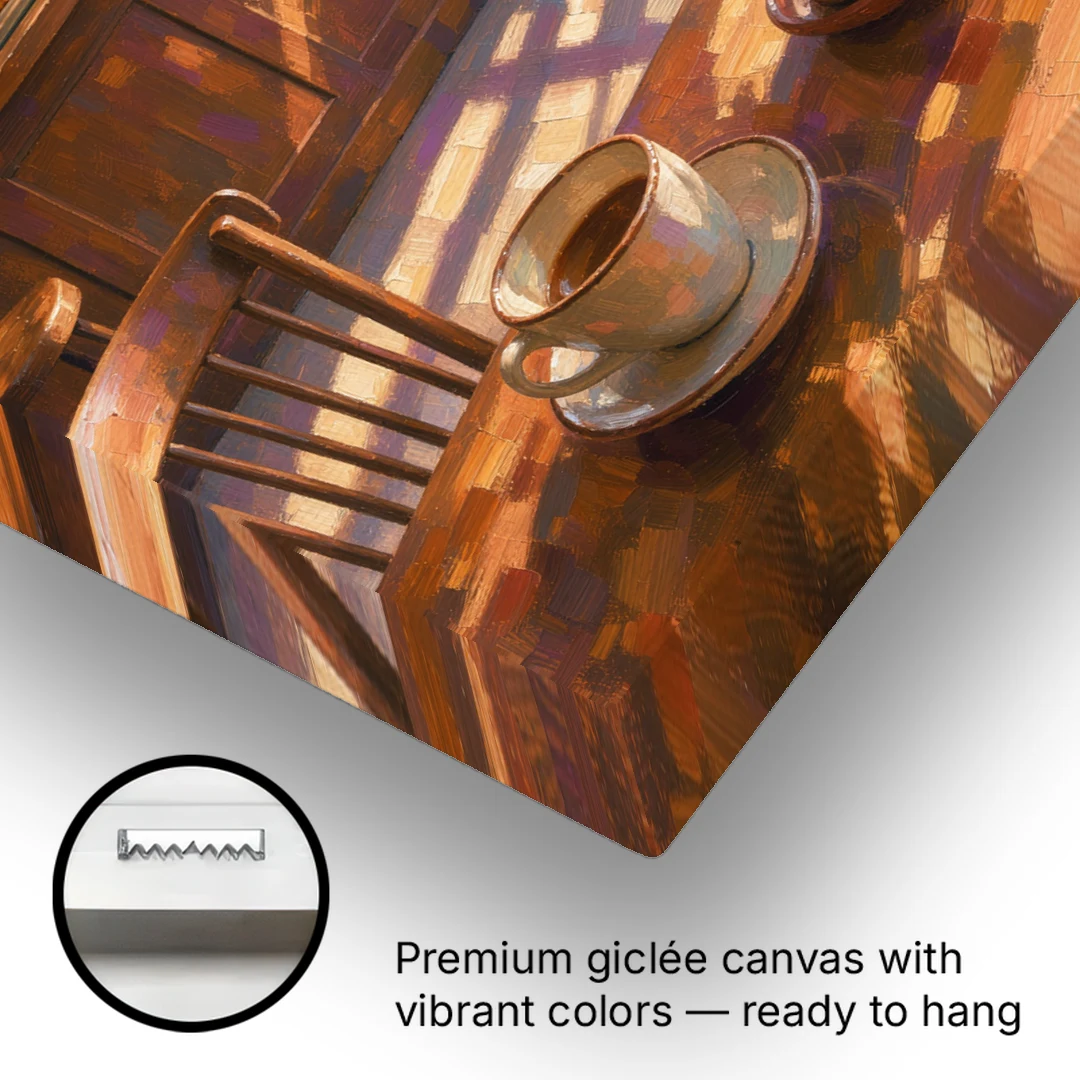 Neighborhood Coffee Shop at Golden Hour for the Kitchen - Canvas Wall Art - Gallery Wrap Corner