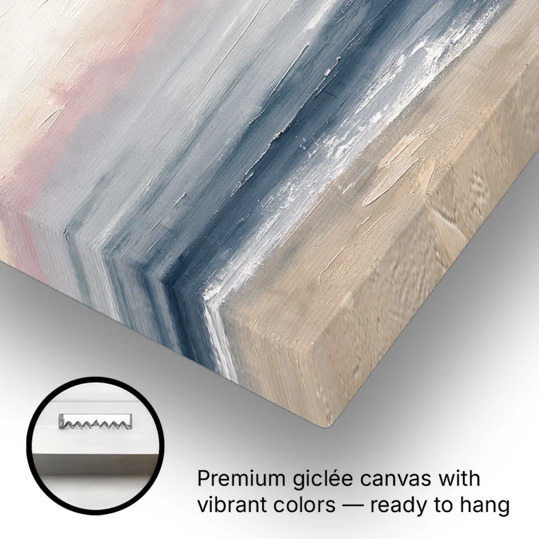 Neutral Abstract Painting of a Blush Horizon - Canvas Wall Art - Gallery Wrap Corner
