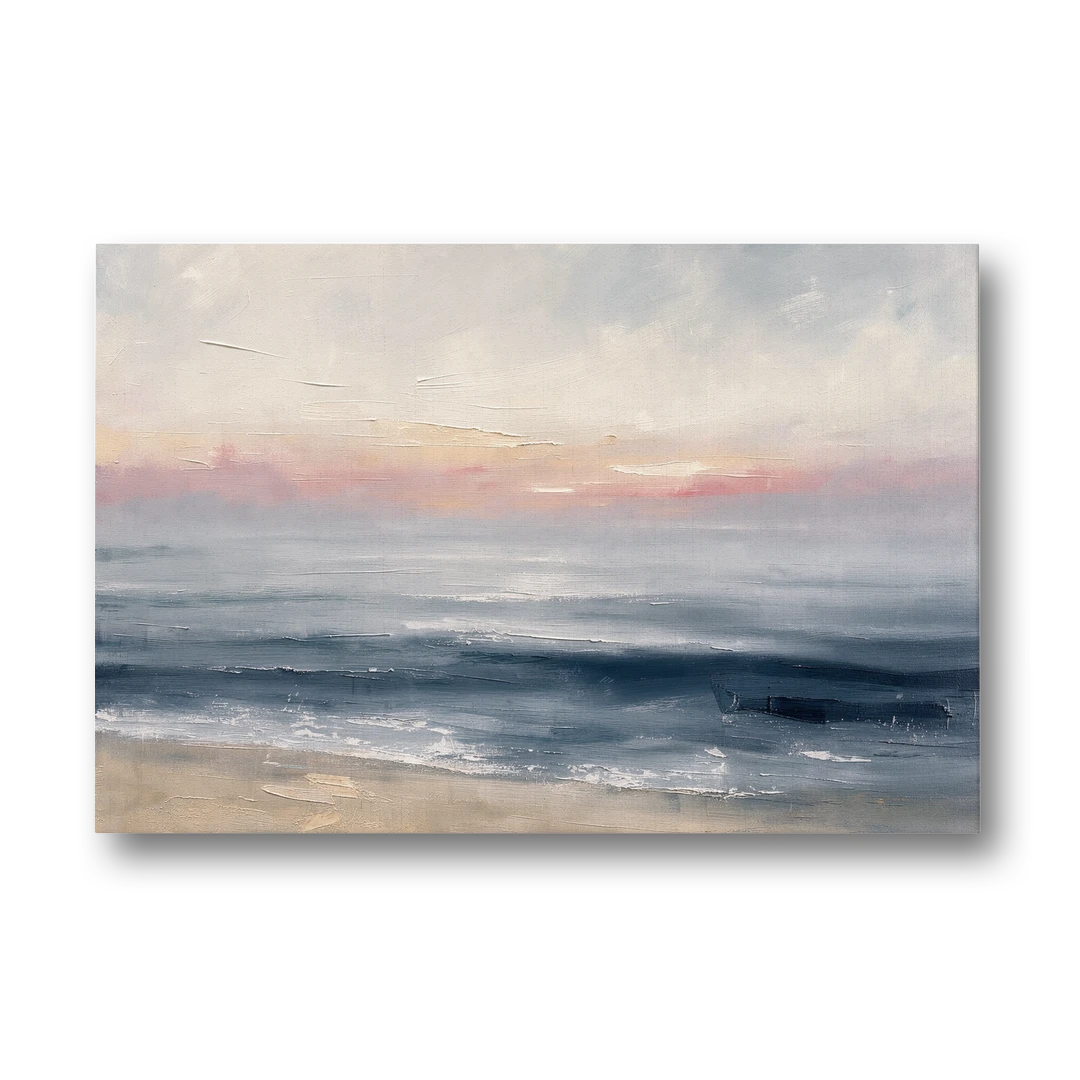 Neutral Abstract Painting of a Blush Horizon - Canvas Wall Art - Front