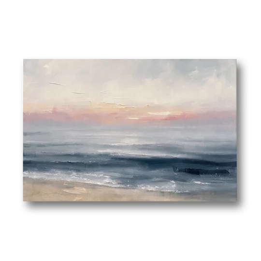 Neutral Abstract Painting of a Blush Horizon - Canvas Wall Art - Front