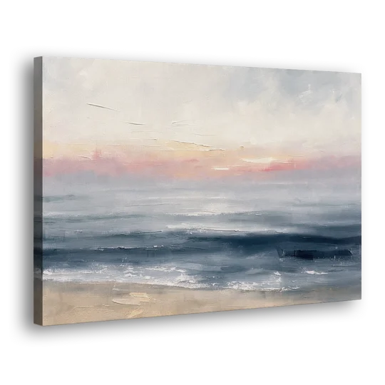 Neutral Abstract Painting of a Blush Horizon - Canvas Wall Art - Side