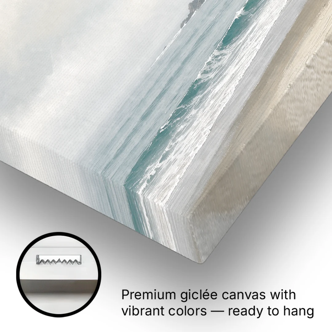 Neutral Bedroom Wall Art of a Foggy Headland - Canvas Wall Art - Gallery Wrap Corner