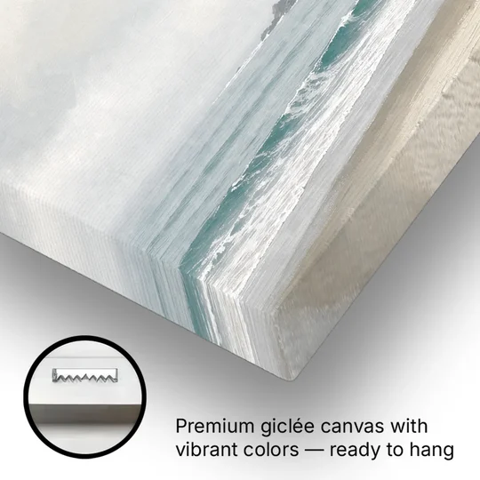 Neutral Bedroom Wall Art of a Foggy Headland - Canvas Wall Art - Gallery Wrap Corner